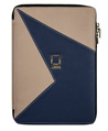 (Blue/Taupe) Lencca Minky Leather Tempered Tablet