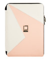 (White/Blush) Lencca Minky Leather Tablet Portfo