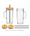 2-Pack Glass Tumbler Cups with Handles,