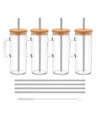 4-Pack Glass Tumbler Cups with Handles,