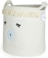 Beige Woven Cotton Rope Baby Basket with Lamb De
