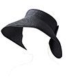 (Black) Bow Tie Straw Visor Sun Hat