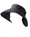 (Black) Bow Tie Straw Visor Sun Ha