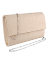 Medium Carry Suede Clutch, Linen Beige