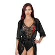 (Black) Satin Robe with Floral Lac
