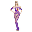 Purple Fishnet Body Stocking with Open Crotch