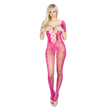 Magenta Fishnet Body Stocking with Open Crotch