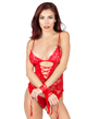 Red Lace Mesh Bustier with Garters