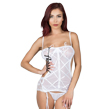 (Small) White Lace and Straps Teddy with Garters