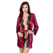 (Burgundy) Lace Trim Robe with G-String Thong