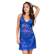 (Blue) Sheer Lace and Sequin Chemise
