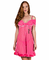 Fur Trim Ruched Chemise with G-String Thong
