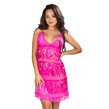 (Hot Pink) Sheer Lace and Sequin Chemise