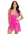 Ruffle Lace Trim Fishnet Chemise