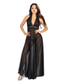 (Black) Floral Lace Night Gown With Halter Neck