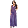(Plum) Scallop Edge Halter Top Floral Night Gown