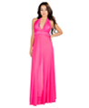 (Hot Pink) Floral Lace Night Gown With Halter Ne