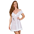 (White) Fur Trim Ruched Chemise wi