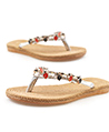 (Silver) Woman Embellished Straw Sandals Flip Fl