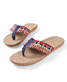 Woman Dark Flax Straw Sandals Flip Flops