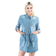 Stone Washed Rugged Denim Jacket Roll-Up Button 