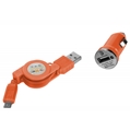 Retractable 2.1A mini USB Car Charger with Micro