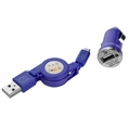 Retractable 2.1A mini USB Car Charger with Micro