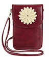 (Red) Flower Touch Screen Crossbody Pouch
