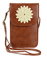 (Brown) Flower Touch Screen Crossbody Pouch