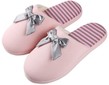 Aerusi Woman Waffle Stripes and Bow Slipper (Pin