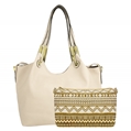 (Beige) Kourtney Satchel with Purse Organizer