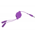 (Purple) Retractable Headphone Splitter Cable