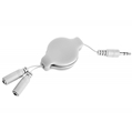 (White) Retractable Headphone Splitter Cable