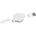 (White) Retractable Micro USB Charge and Sync Ca