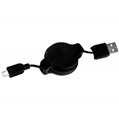 (Black) Retractable Micro USB Charge and Sync Ca