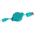 (Aqua) Retractable Micro USB Charge and Sync Cab