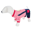 (Small) Red Stripes Overall Dog Su