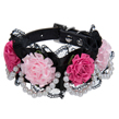 Embellished Rose Dog Collar (Black)