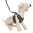 Black Polka Dot Paw Print Harness With Leash