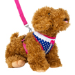 Blue Polka Dot Jewel Harness With Hot Pink Leash