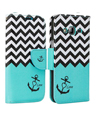 (Teal Anchor) Design Wallet Case for Samsung J3