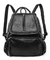 (Black) Chloe Genuine Leather Backpack and Cross
