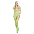 Neon Green Fishnet Body Stocking with Open Crotc