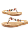 (Size 7) Woman Embellished Straw Sandals (Silver
