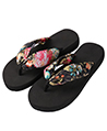 (Size 7) Saki Floral Sandals Flip Flops (Black)