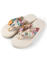 (Size 7) Saki Floral Sandals Flip Flops (Ivory)