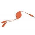 (Orange) Retractable Headphone Splitter Cable
