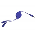 (Blue) Retractable Headphone Splitter Cable