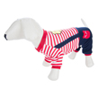 (Small) Red Stripes Overall Dog Suit